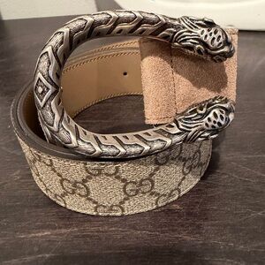 Gucci Dionysus GG Supreme Belt Tan Leather Belt 85